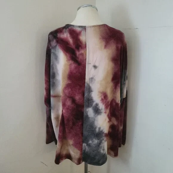 Everleigh Tie Dye Cowl Neck Knit Top Women's Size 2X - Picture 5 of 7